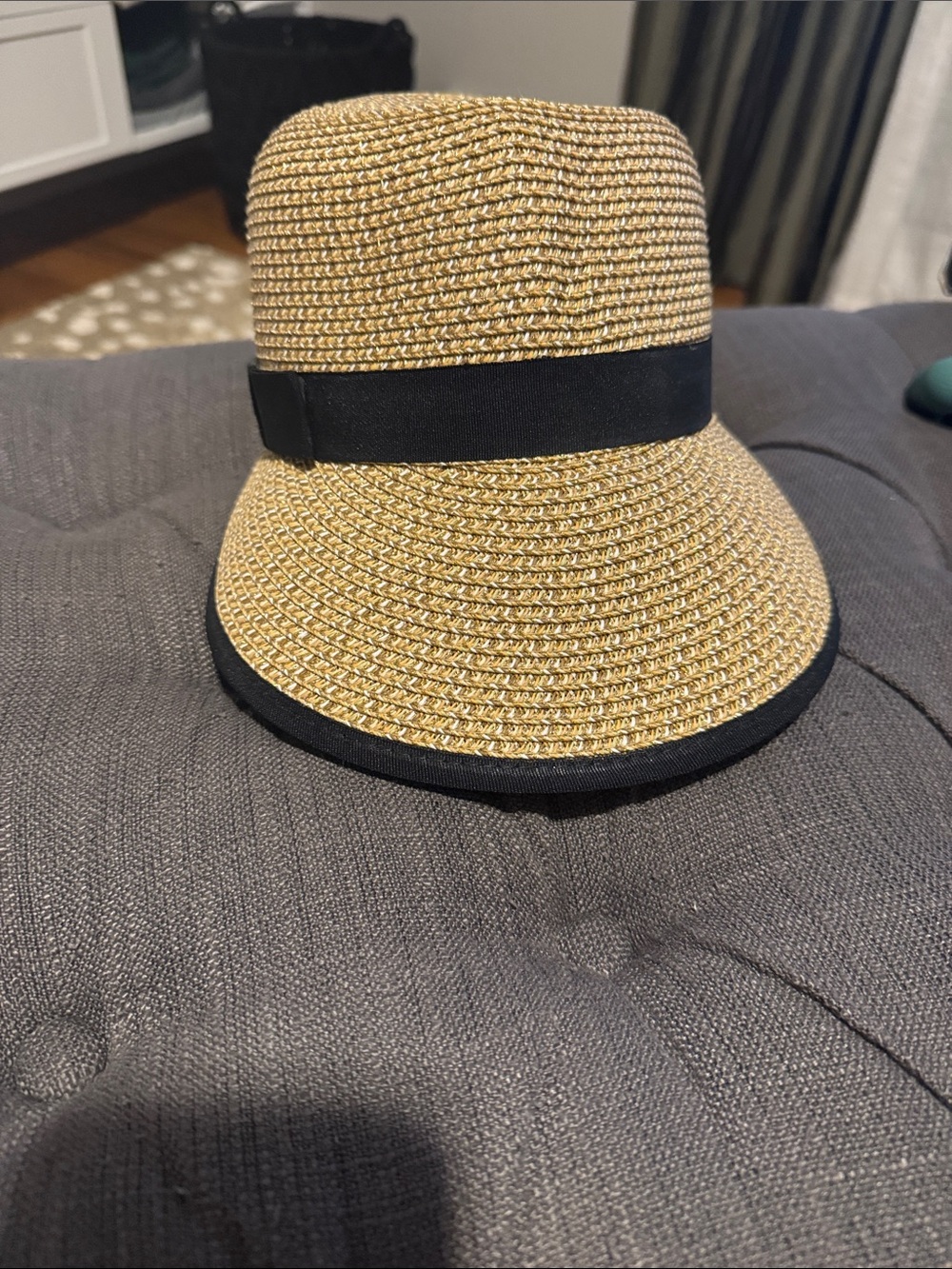 Vince Camuto Tan Straw Hat with Black Band